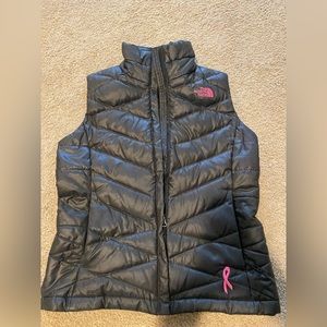 North Face Black Vest Breast Cancer ribbon